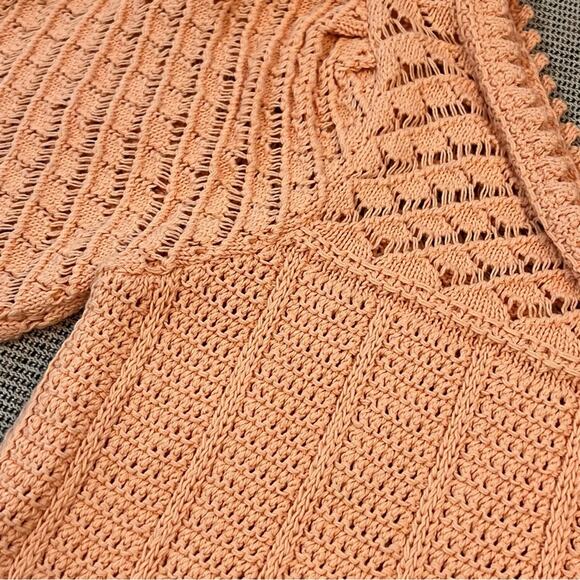 MNG Mango Peach One Shoulder Knit / Crochet Top Sweater XS - Picture 4 of 5